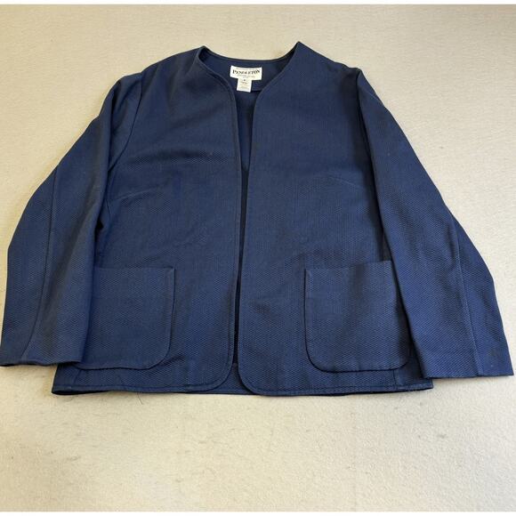Pendleton Blazer Womens 8 Blue Suit Jacket Corpcore Waffle Knit Formal Cotton - Picture 1 of 8